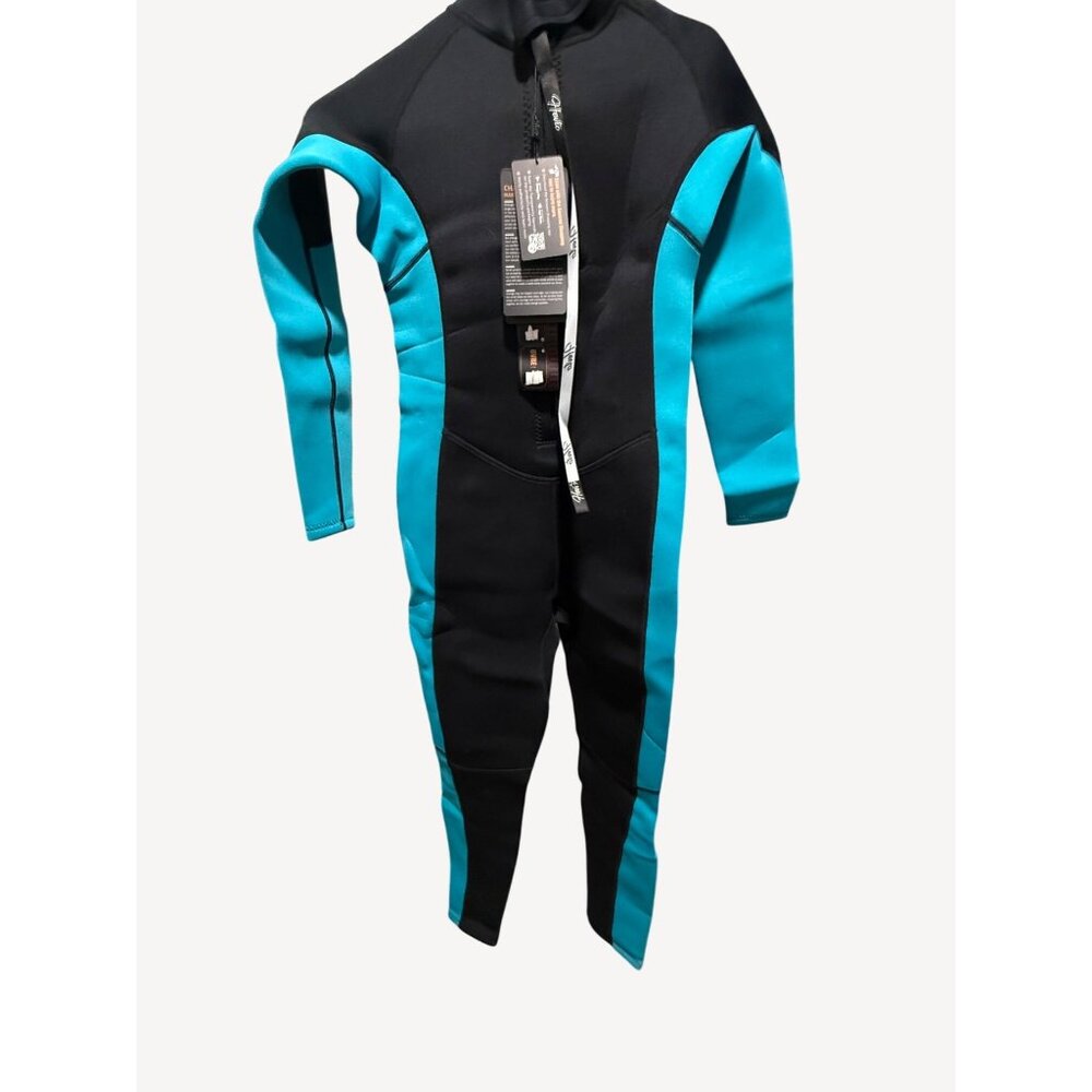 Youth 13 Hevto Guardian Full Wetsuit Black & Blue Neoprene Long Sleeve Zip-Up